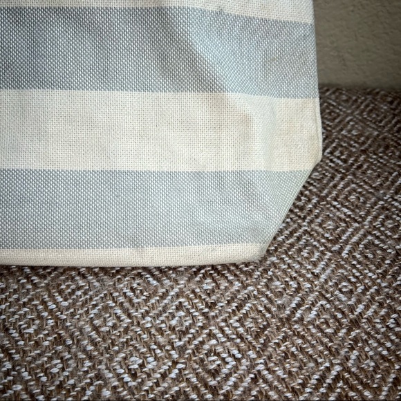 Fossil Rachel Blue Gray /Cream Coated Canvas KEY Leather Shoulder Tote Bag - Picture 10 of 14